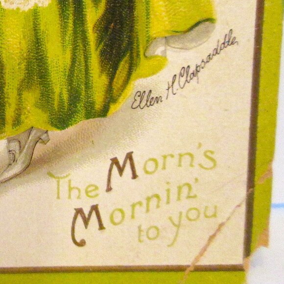 Antq St Patrick postcard in Green & white signed by Ellen H. Claps - Picture 11 of 11